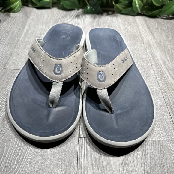 OLUKAI Pili Men\'s Leather Thong Sleek Waterproof Straps Arch Support Sz 11